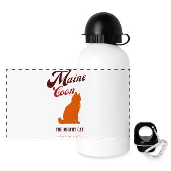 Chat Maine Coon retro caramel - Gourde panoramique avec couvercle 500 ml - blanc - Devant