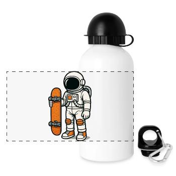 astronaut skateboard - Panorama Trinkflasche mit Deckel 500 ml - Weiß - Vorne