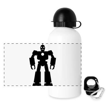 Roboter – KI Technik Sci-Fi Nerd Design - Panorama Trinkflasche mit Deckel 500 ml - Weiß - Vorne