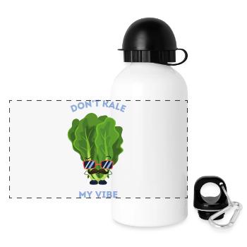 Don’t Kale My Vibe Funny Veggie Pun - Panoramic Thermal Bottle with Lid 500 ml - white - Front