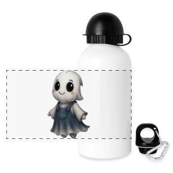 Süßer Geisterfreund Patchwork - Panorama Trinkflasche mit Deckel 500 ml - Weiß - Vorne