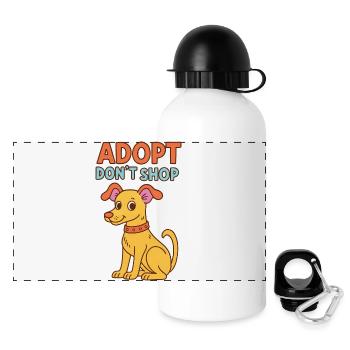 Adoptieren, nicht einkaufen, Welpe - Panorama Trinkflasche mit Deckel 500 ml - Weiß - Vorne