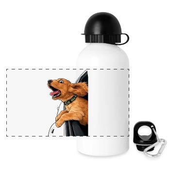 Road Trip Dog – Wind in the Fur - Panoramic Thermal Bottle with Lid 500 ml - white - Front