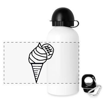 Eis  Eiscreme 60er Retro Eiswaffel Kinder - Panorama Trinkflasche mit Deckel 500 ml - Weiß - Vorne