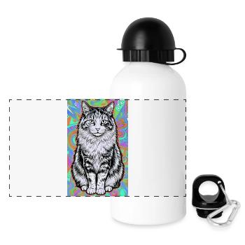 chat - Gourde panoramique avec couvercle 500 ml - blanc - Devant