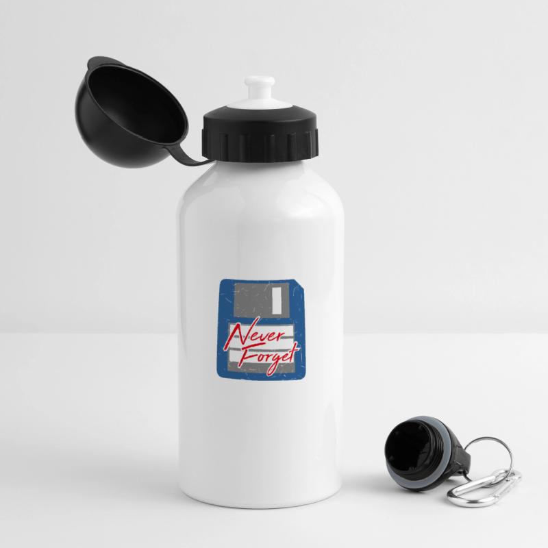 Never Forget Diskette Computer Speicher PC Retro Panorama Trinkflasche mit Deckel 500 ml