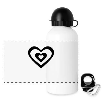 Pixel Heart Black Heart Gift - Panoramic Thermal Bottle with Lid 500 ml - white - Front