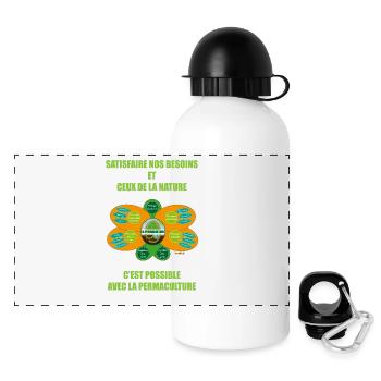 Ethiques et principes de la permaculture - Gourde panoramique avec couvercle 500 ml - blanc - Devant