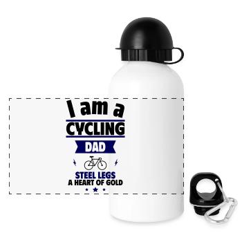 Father's Day Gift Cyclist Dad with Heart - Panoramic Thermal Bottle with Lid 500 ml - white - Front