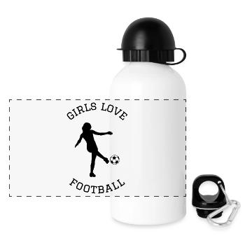 Les filles adorent le football - Gourde panoramique avec couvercle 500 ml - blanc - Devant