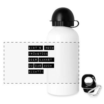 Gibts noch Frühstück oder kannst du das auch nicht - Panorama Trinkflasche mit Deckel 500 ml - Weiß - Vorne