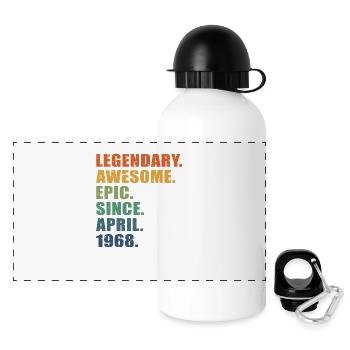 55. Geburtstag, April 1968, 55-jähriges Jubiläum - Panorama Trinkflasche mit Deckel 500 ml - Weiß - Vorne