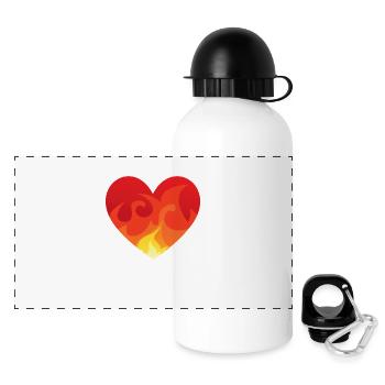 Coeur avec le feu de - Gourde panoramique avec couvercle 500 ml - blanc - Devant