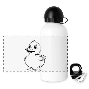 Canard mignon - Conception d’animaux de dessin animé inférieur - Gourde panoramique avec couvercle 500 ml - blanc - Devant