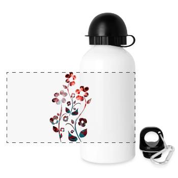 Blumen Ornament dunkel rot - Panorama Trinkflasche mit Deckel 500 ml - Weiß - Vorne