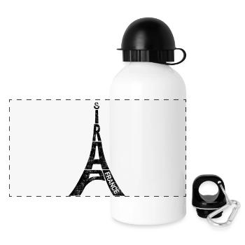 Paris Souvenir Eiffelturm Frankreich Typografie - Panorama Trinkflasche mit Deckel 500 ml - Weiß - Vorne