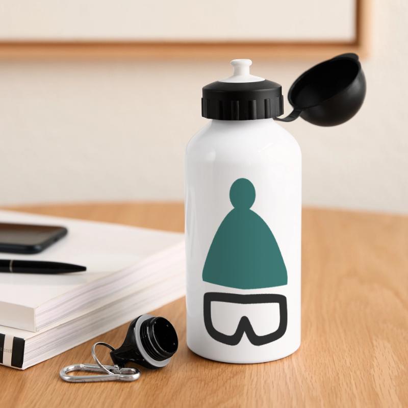 Mütze mit Ski- oder Snowboardbrille Panorama Trinkflasche mit Deckel 500 ml