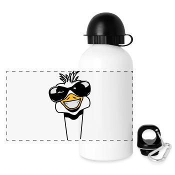 Lustig Emu Strauss Sonnenbrille witzig Cool - Panorama Trinkflasche mit Deckel 500 ml - Weiß - Vorne