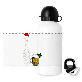Festliche Bierflasche - Panorama Trinkflasche mit Deckel 500 ml - Weiß - Vorne