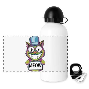 Meow Madness - Panoramic Thermal Bottle with Lid 500 ml - white - Front