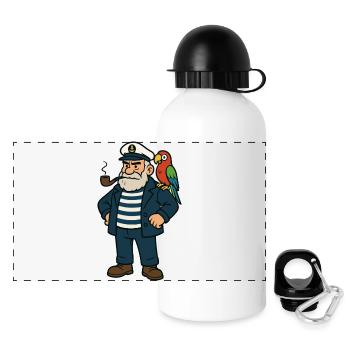 Bande dessinée de marin - Gourde panoramique avec couvercle 500 ml - blanc - Devant