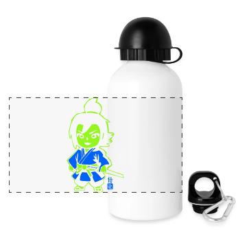 Neon Ninja-Chibi im Kimono - Panorama Trinkflasche mit Deckel 500 ml - Weiß - Vorne