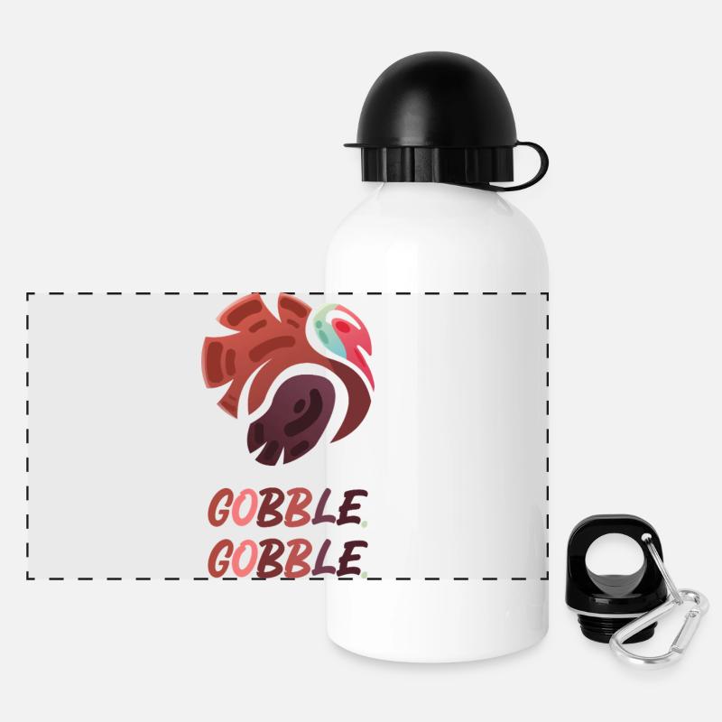 Gobble Gobble – Funny Turkey Design - Panoramic Thermal Bottle with Lid 500 ml - white
