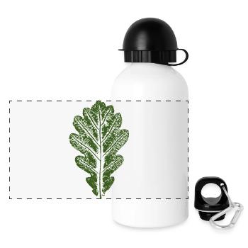 Feuille de chêne / Feuilles Design - Gourde panoramique avec couvercle 500 ml - blanc - Devant