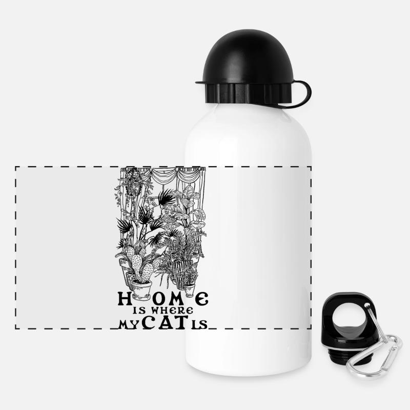 HOME IS WHERE MY CAT IS - Panoramic Thermal Bottle with Lid 500 ml - white