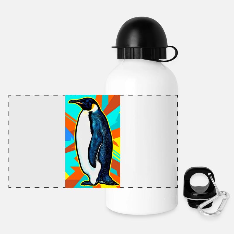 Pinguin - Panorama Trinkflasche mit Deckel 500 ml - Weiß