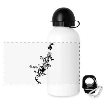 Ornement floral - Gourde panoramique avec couvercle 500 ml - blanc - Devant
