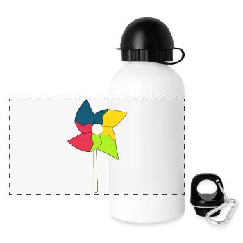 Windrad Windräder - Panorama Trinkflasche mit Deckel 500 ml - Weiß - Vorne