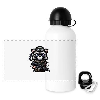 Raccoon Squat - Panorama Trinkflasche mit Deckel 500 ml - Weiß - Vorne
