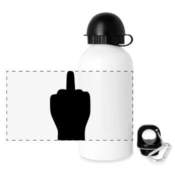 Finger-Gruß - Panorama Trinkflasche mit Deckel 500 ml - Weiß - Vorne