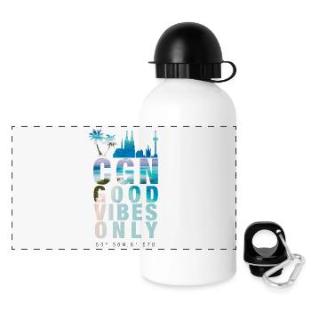 Köln - Good Vibes Only - Panorama Trinkflasche mit Deckel 500 ml - Weiß - Vorne