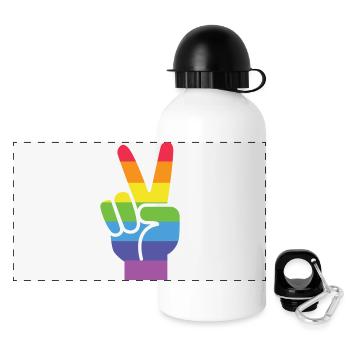 Mois de la fierté LGBT - Victoire! - Gourde panoramique avec couvercle 500 ml - blanc - Devant