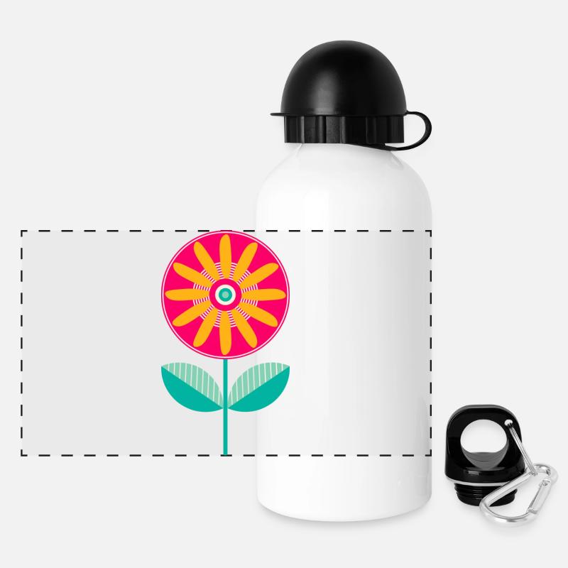 Cute Colorful Flower - Panoramic Thermal Bottle with Lid 500 ml - white