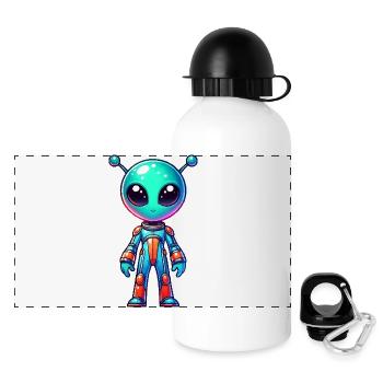 alien comic - Panorama Trinkflasche mit Deckel 500 ml - Weiß - Vorne