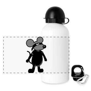 Mouse Evil Robber Ninja Raid Thief Burglar - Panoramic Thermal Bottle with Lid 500 ml - white - Front