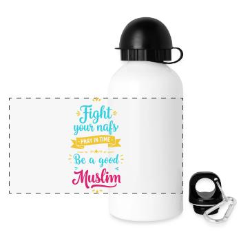 Sei gut - Panorama Trinkflasche mit Deckel 500 ml - Weiß - Vorne