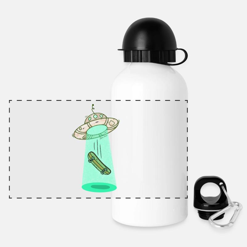 Ufo Skateboard Beam - Panorama Trinkflasche mit Deckel 500 ml - Weiß