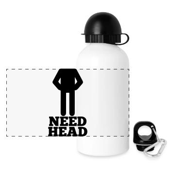 need head - Panoramic Thermal Bottle with Lid 500 ml - white - Front
