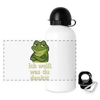 Frosch grinsend Ich weiß was du denkst - Panorama Trinkflasche mit Deckel 500 ml - Weiß - Vorne