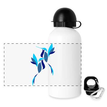 Blauer Vogel - Panorama Trinkflasche mit Deckel 500 ml - Weiß - Vorne