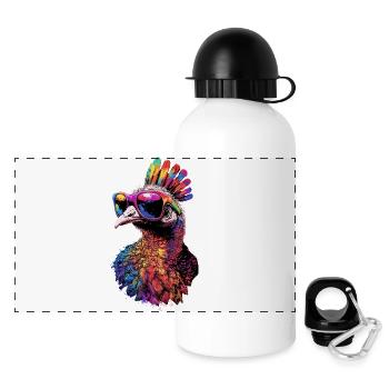 Dinde Poules Oiseaux Dinde - Gourde panoramique avec couvercle 500 ml - blanc - Devant