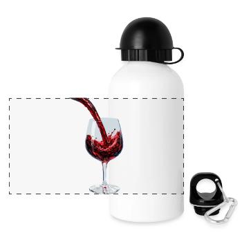 Ruisseau de vin rouge dans le verre - Gourde panoramique avec couvercle 500 ml - blanc - Devant