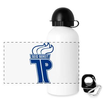 JP - Junge Pioniere Abzeichen (einfarbig) - Panorama Trinkflasche mit Deckel 500 ml - Weiß - Vorne