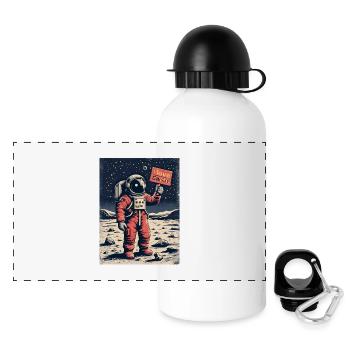 Astronaut mit Botschaft - Panorama Trinkflasche mit Deckel 500 ml - Weiß - Vorne