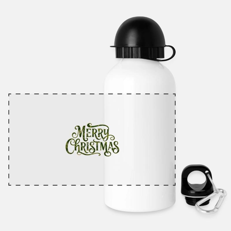 Grüne Vintage Weihnachtsbotschaft - Panorama Trinkflasche mit Deckel 500 ml - Weiß