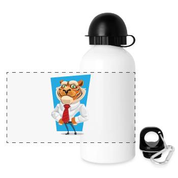 tiger in suit - Panoramic Thermal Bottle with Lid 500 ml - white - Front